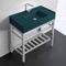 Modern Console Sink Vanity, Green Ceramic Sink, 32